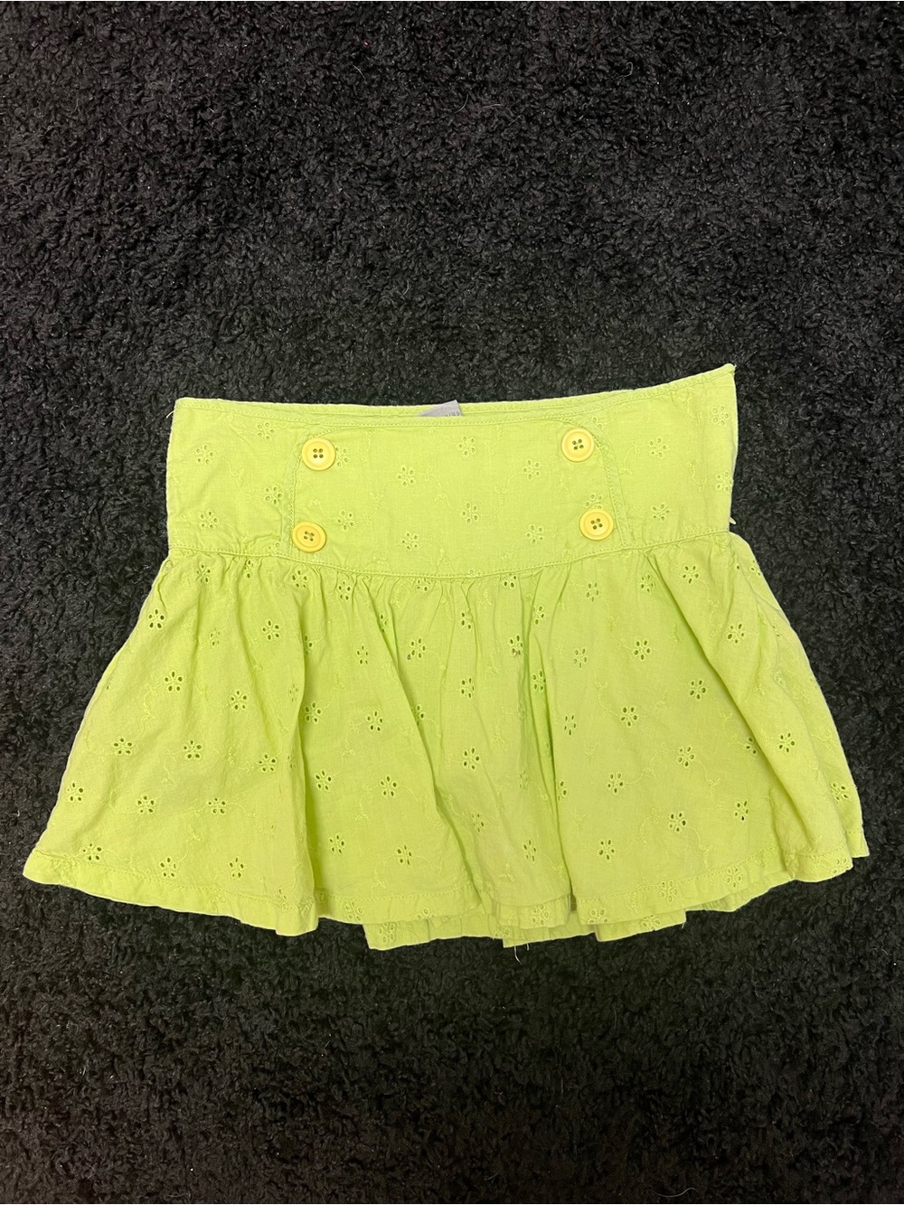 Source Unknown Lime Green Eyelet Skirt with Button Detail